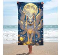 sinyumoney Nine-tailed Fox Under The Moon Towels Bathroom Super Soft Feel Goal Design Beach Towel Travel Essentials for Pool Or Bath 130cm*80cm
