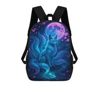 sinyumoney Nine-tailed Fox Under The Moonlight School Backpack for Girls 17inch Casual Daypack Lightweight Rucksack Boy Girl Backpack for Middle School Students