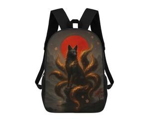 sinyumoney Nine-tailed Fox with Red Moon Backpack School High Secondary School Bags Casual Backpack for Camping Outdoor Adventures And Daily Travel 17inch