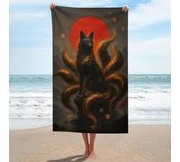 sinyumoney Nine-tailed Fox with Red Moon Basics Towel Set Sand Free Quick Dry Absorbent Compact Beach Towel for Spa Gym Hotel 130cm*80cm