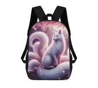 sinyumoney Ninetail White Kitsune Backpacks Kids School Backpack School Bag 3D Printed School Bag for Boys Elementary And Middle School Students 17inch