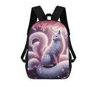 sinyumoney Ninetail White Kitsune Children’s Backpack Girls Boys, 17 Inch Rucksack Bag, Daypack, Primary School, Perfect for Back to Kids