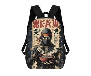 sinyumoney Ninja Eating Ramen Japanese Art Backpack School Daypacks Business Backpack Water Resistant Bookbag for Teenage Girls Boys Women Men 17inch