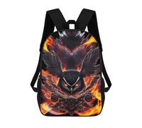 sinyumoney Ninja Owl in Flames School Bag 3D Printed 17inch Backpacks Fashion Kids School Backpack Rucksacks for Boys Elementary And Middle School Students
