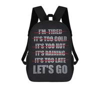 sinyumoney No Excuses Lets Go 17 Inch Backpacks Kids Schoolbag,3D Printed Elementary And Middle School Students Backpacks for Boys Girls