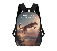 sinyumoney No Risk No Reward Cheetah 3D Printed 17inch Kids School Bag Rucksacks Children's School Fashion Casual Back Pack High Capacity Travel Book Bags