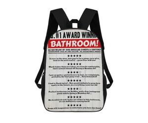sinyumoney No1 Award Winning Bathroom Backpacks Kids School Backpack School Bag 3D Printed School Bag for Boys Elementary And Middle School Students 17inch