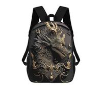 sinyumoney Noble Dragon God Art Deco Children's Backpack, 17 Inch 3D Printed School Backpack, Backpack Cartoon Adjustable School Bag for Primary School