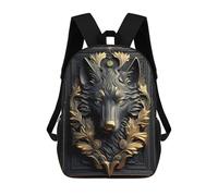 sinyumoney Noble Golden Wolf Art Deco Backpack School Computer Rucksack for School/Work/Travel for Girls Boys Teenage 17inch