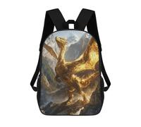 sinyumoney Noble Goldvein Dragon Backpack with Pocket 3D Printed Backpacks, Travel Rucksacks Book Bags Kids School Bag 17inch