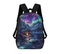 sinyumoney Nordic Aurora Borealis 3D Printed School Backpack Casual Children's Backpacks 3D Printed School Bag for Boys Elementary And Middle 17inch