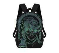 sinyumoney Norse Fenrir Viking Wolf School Bag Bookbag 3D Printed Children's Backpacks for Kids Boy Girl Book Bags Kids School Bag Travel Rucksacks 17inch