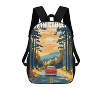 sinyumoney North Carolina Road Trip 3D Printed Children's School Backpack for Kids High Capacity Travel Rucksacks Book Bags Kids School Bag Back Pack 17inch