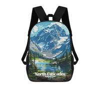 sinyumoney North Cascades National Park Illustration Backpack School Bag Water Resistant Travel Backpack Computer Bag for Teenage Girls Boys Women Men 17inch