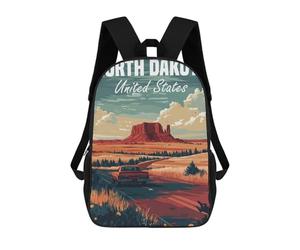 sinyumoney North Dakota Road Trip Backpacks Kids School Backpack Fashion School Bag 3D Printed School Bag for Boys Elementary And Middle School Students 17inch