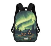 sinyumoney Northern Lights Cabin 3D Printed Children's School Backpack for Kids Travel Rucksacks Book Bags Kids School Bag 17inch