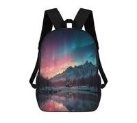 sinyumoney Northern Lights Cabin Reflections Backpack School Lightweight Airport College Students Back Pack for School/Work/Travel 17inch