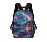 sinyumoney Northern Lights Cabin Retreat Children's Backpacks School Backpack 3D Printed for Kids Travel Rucksacks Book Bags Kids 17inch School Bag