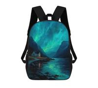 sinyumoney Northern Lights Over Serene Lake Children's Backpacks School Backpack 3D Printed for Kids Travel Rucksacks Book Bags Kids 17inch School Bag