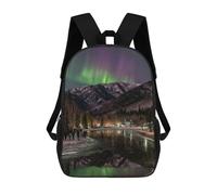 sinyumoney Northern Lights Reflection in Lake School Backpack Secondary Causal Travel High School Bags for Camping Outdoor Adventures And Daily Travel 17inch
