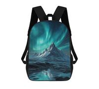 sinyumoney Northern Lights Snowy Peaks Children's Backpack, Schoolbag Large Capacity Students Bookbag Rucksack Knapsack for Boys Girls Adults Teen 17inch