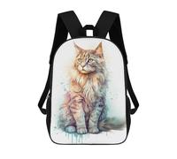 sinyumoney Norwegian Forest Cat Art Backpack School Large Water Resistant Laptop Backpack for School/Work/Travel 17inch