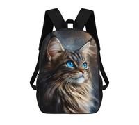 sinyumoney Norwegian Forest Cat with Blue Eyes Backpack School Bag Large Lightweight Casual Backpack for Campus Outdoor Travel Sports 17inch