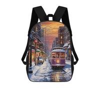 sinyumoney Nostalgic Winter Canvas Children's Backpacks School 3D Printed Bag Bookbag for Kids Travel Rucksacks Boy Girl Book Bags Kids School Bag 17inch