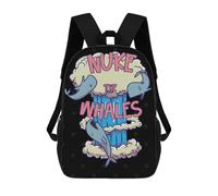 sinyumoney Nuke The Whales 3D Printed Children's School Backpack for Kids High Capacity Travel Rucksacks Book Bags Kids School Bag Back Pack 17inch