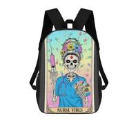 sinyumoney Nurse Skeleton Tarot Card School Backpack Fashion Stationery Backpack Waterproof Casual Daypacks for Teenage Girls Boys Women Men 17inch