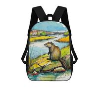 sinyumoney Nutria Watercolor School Bag 3D Printed 17inch Backpacks Fashion Kids School Backpack Rucksacks for Boys Elementary And Middle School Students