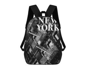sinyumoney NYC Fire Escapes Backpacks Kids School Backpack School Bag 3D Printed School Bag for Boys Elementary And Middle School Students 17inch