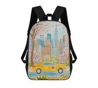 sinyumoney NYC New York Taxi Watercolor Backpack School Lightweight Airport College Students Back Pack for Campus Outdoor Travel Sports 17inch