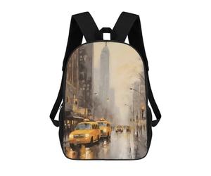 sinyumoney NYC Street Scene Children's School Backpack 3D Printed for Kids Travel Rucksacks Book Bags Kids School Bag 17inch