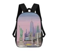 sinyumoney NYC Travel Print 3D Printed Children's School Backpack for Kids High Capacity Travel Rucksacks Book Bags Kids School Bag Back Pack 17inch