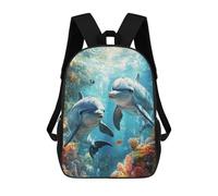 sinyumoney Ocean Life Dolphins Swimming School Backpack Lightweight Airport College Students Back Pack for Boys/Girls/Teenagers 17inch
