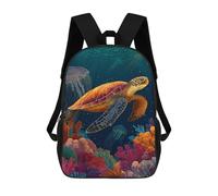 sinyumoney Ocean Life Turtle & Jellyfish School Bag 3D Printed Backpacks Fashion Kids School Backpack Boys Rucksacks for Boys Middle School Students 17inch