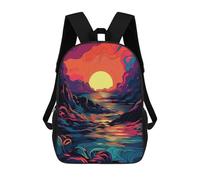 sinyumoney Ocean Sunset Waves-3 Kids School Backpack 3D Printed Backpacks Fashion School Bag Rucksacks for Boys Elementary And Middle School Students 17inch