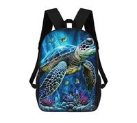 sinyumoney Ocean Turtle Kids School Backpack School Bag 3D Printed School Bag for Boys Elementary And Middle School Students 17inch