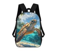 sinyumoney Ocean Turtle Paradise 3D Printed School Bag Children's School Backpack Schoolbags Travel Backpacks Casual Fashion Bag for Kids School Students 17inch