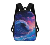 sinyumoney Ocean Wave Art Print-1 Children's Backpacks School Backpack 3D Printed for Kids Travel Rucksacks Book Bags Kids 17inch School Bag