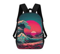 sinyumoney Ocean Wave Japan Children's School Backpack Fashion Casual Children's Backpacks 3D Printed School Bags Boy Large Backpack 17inch