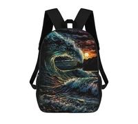 sinyumoney Ocean Wave Sunset-3 Children's Backpack, Schoolbag Large Capacity Students Bookbag Rucksack Knapsack for Boys Girls Adults Teen 17inch