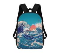 sinyumoney Ocean Wave Sunset Art Print School Backpack Lightweight Schoolbag Dayback Bookbag College for Camping Outdoor Adventures And Daily Travel 17inch