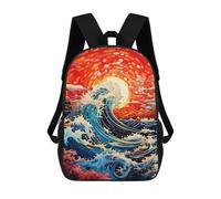 sinyumoney Ocean Wave Sunset Backpack for Boys Teen Students, Girls Rucksack Bags Toddler Elementary Middle School Bookbag 17inch