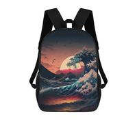 sinyumoney Ocean Wave Sunset Kids Children School Backpack 17 Inch Bookbags Casual Travel Rucksack Boys Girls Large Capacity Daypack 17inch