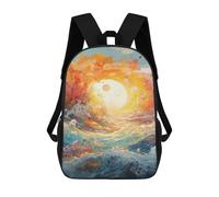 sinyumoney Ocean Wave Sunset Painting School Backpack for Girls 17inch Casual Daypack Lightweight Rucksack Boy Girl Backpack for Middle School Students