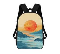 sinyumoney Ocean Waves Sun Beams School Backpack Secondary Causal Travel High School Bags for Teenage Girls Boys Women Men 17inch