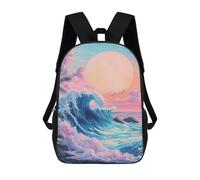 sinyumoney Ocean Waves Sunset Beach Children's Backpacks 17inch School Backpack 3D Printed Bag Bookbag for Kids Travel Rucksacks Boy Girl Book Bags Kids School Bag