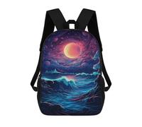sinyumoney Ocean Waves Under Moonlight Children's Backpack, Schoolbag Large Capacity Students Bookbag Rucksack Knapsack for Boys Girls Adults Teen 17inch